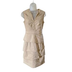 BCBGMaxAzria Cream Tiered‎ Midi Dress